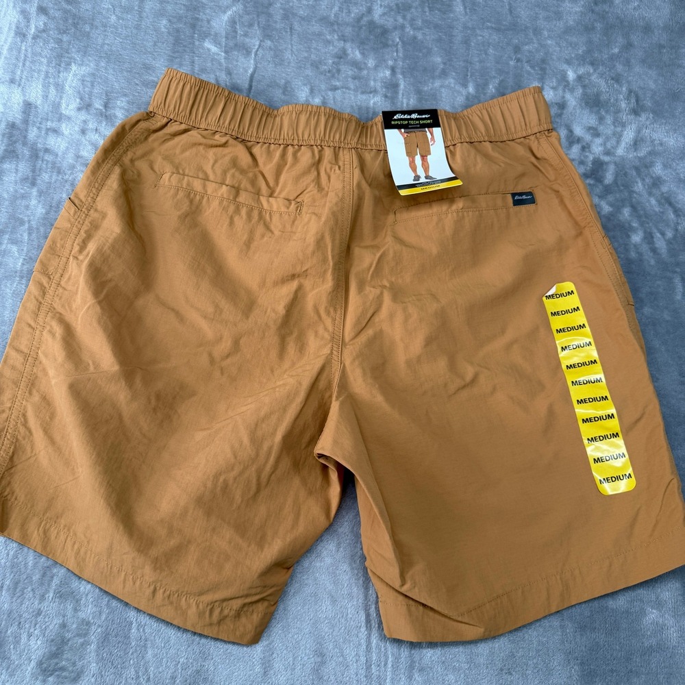 Eddie Bauer Ripstop Tech Shorts Mens Medium Brown Sugar Hiking EB004134 NEW